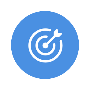 Blue target icon with an arrow hitting the center.