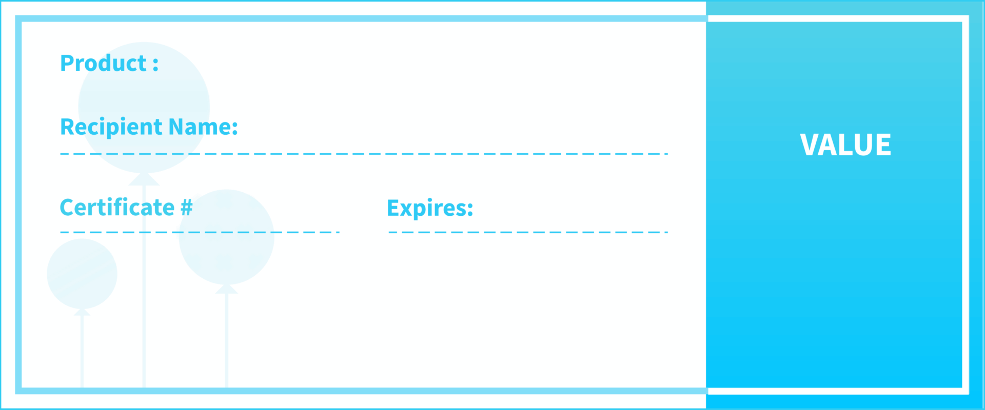 Gift certificate template with value section.
