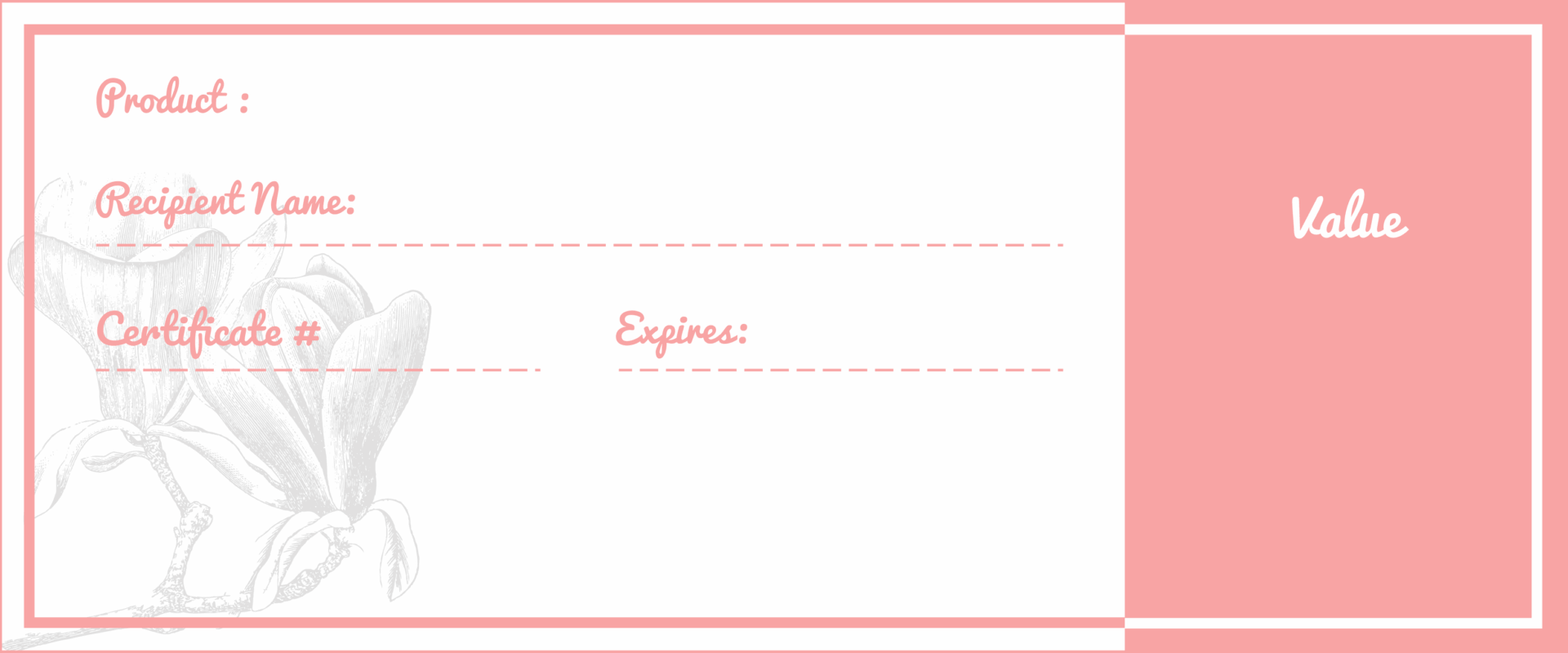 Gift certificate template with floral design.
